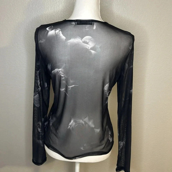 RM Rebecca Minkoff sheer black floral pullover womens size Medium - Picture 3 of 8